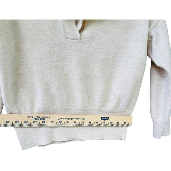 Madewell XXL Polo Sweater Merino Wool Heather Oatmeal Long Sleeve Pullover - Picture 5 of 6
